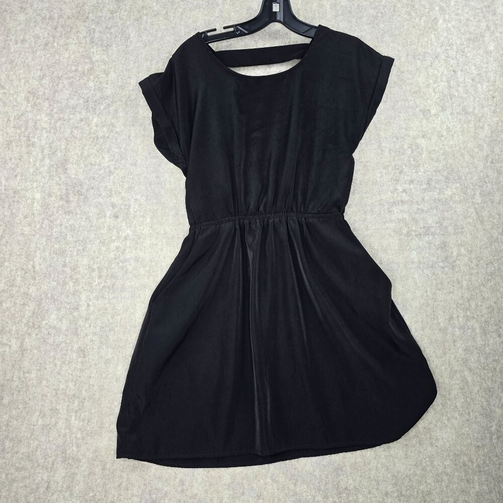 Pink Republic Womens Black Short-Sleeve Dress With Pockets Polyester Size M